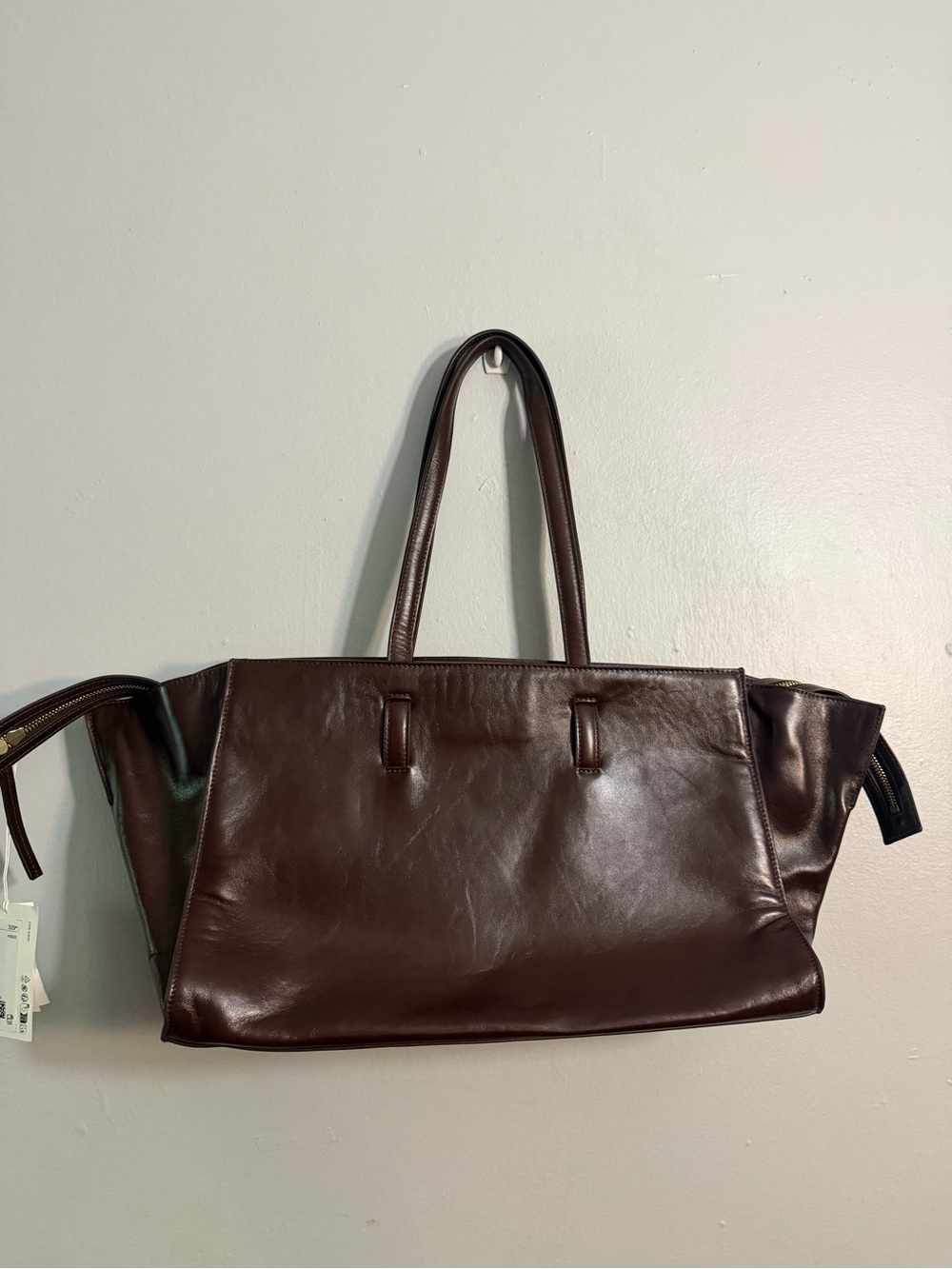 Cos Monument Leather Tote Bag In Mahogany